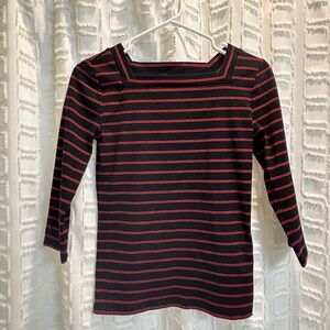 Lauren Ralph Lauren Black and Red Striped Blouse